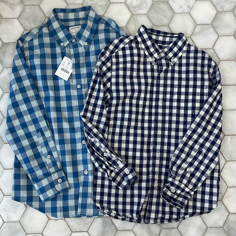Set of 2, Boys Crewcuts , L/S button down shirts, Size 6-7